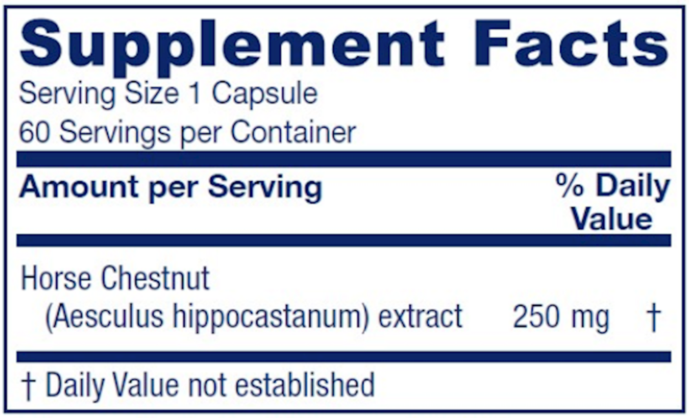 Horse Chestnut Supplement Facts Label