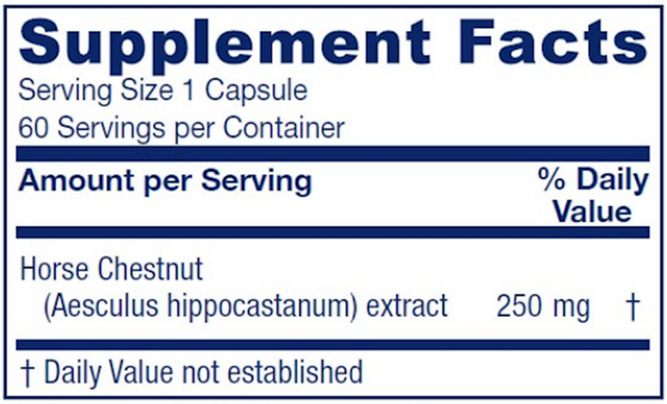 Horse Chestnut Supplement Facts Label