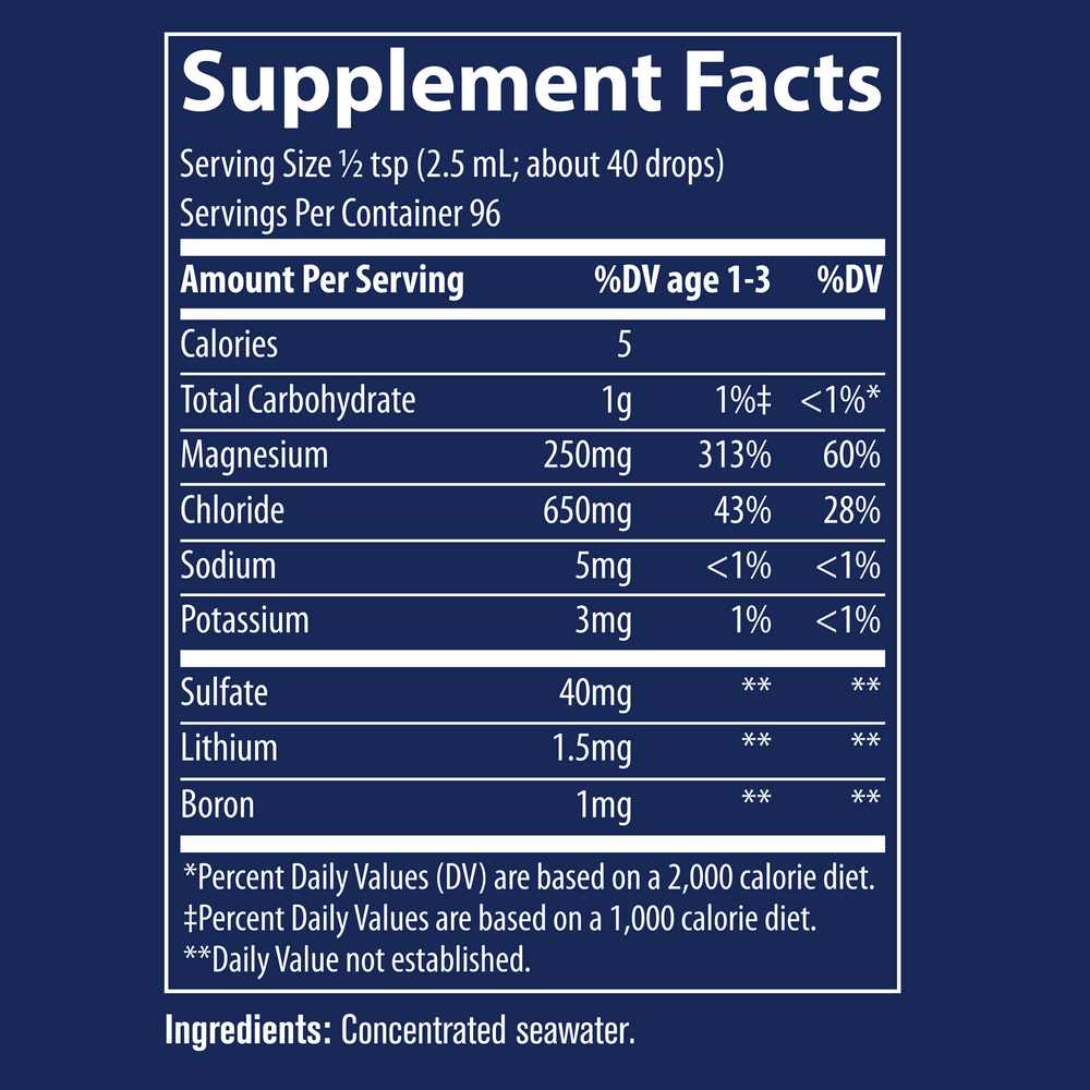 Concentrace Trace Mineral Drops Supplement Facts Label