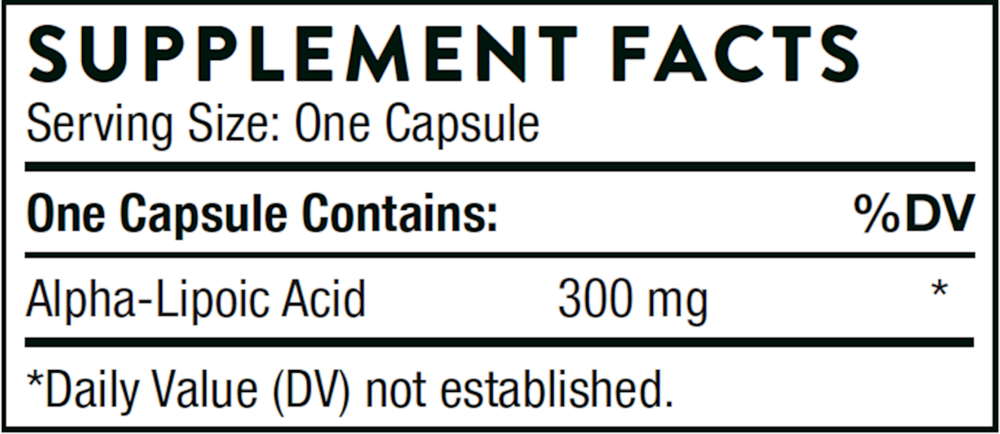 Alpha-Lipoic Acid Supplement Facts Label