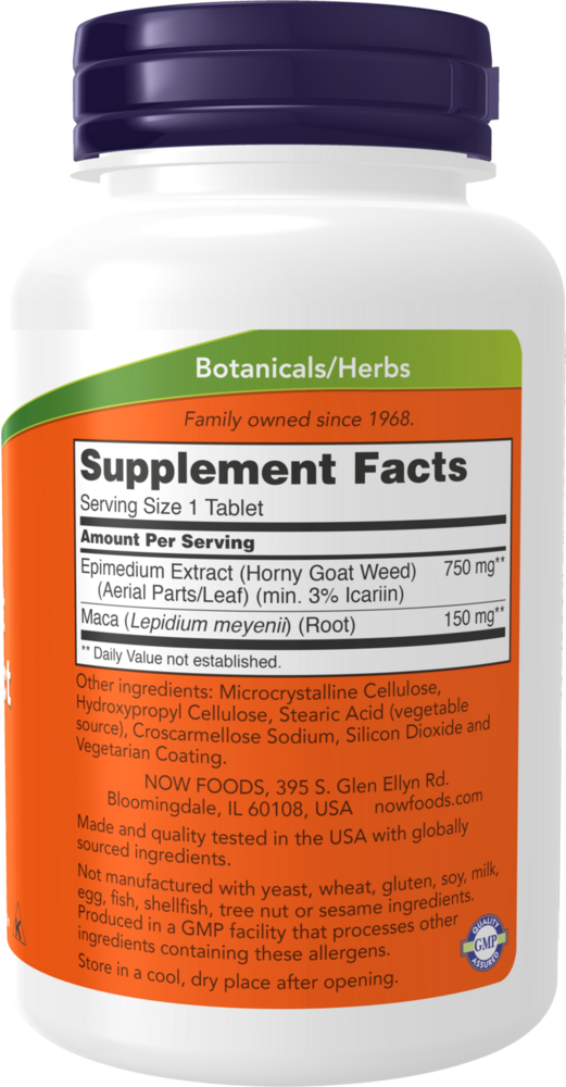 Horny Goat Weed Extract 750 mg Supplement Facts Label