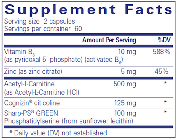 CogniPhos Supplement Facts Label