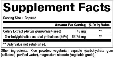 Celery Seed Extract Supplement Facts Label