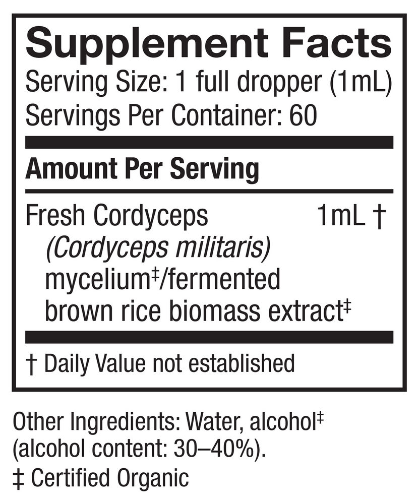 Cordyceps - EXTRACT Supplement Facts Label