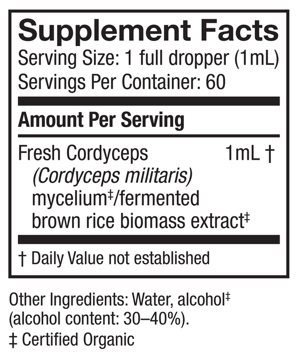 Cordyceps - EXTRACT Supplement Facts Label