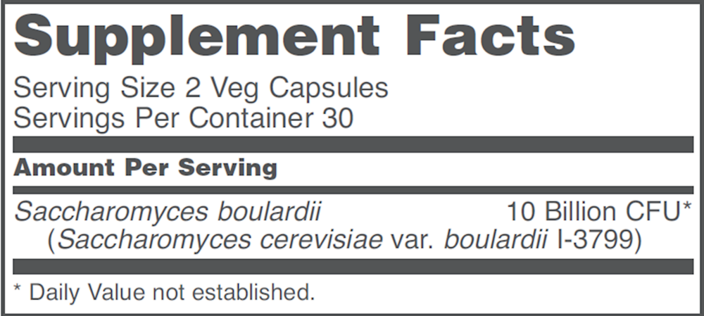Saccharomyces Boulardii Supplement Facts Label
