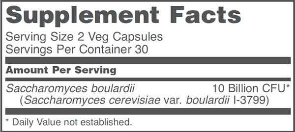 Saccharomyces Boulardii Supplement Facts Label