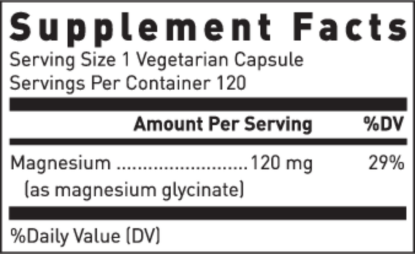 Magnesium Glycinate Supplement Facts Label