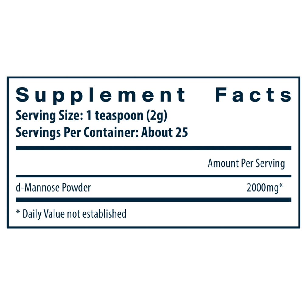 Mannose Powder Supplement Facts Label