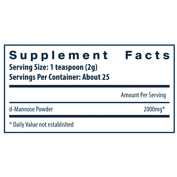 Mannose Powder Supplement Facts Label