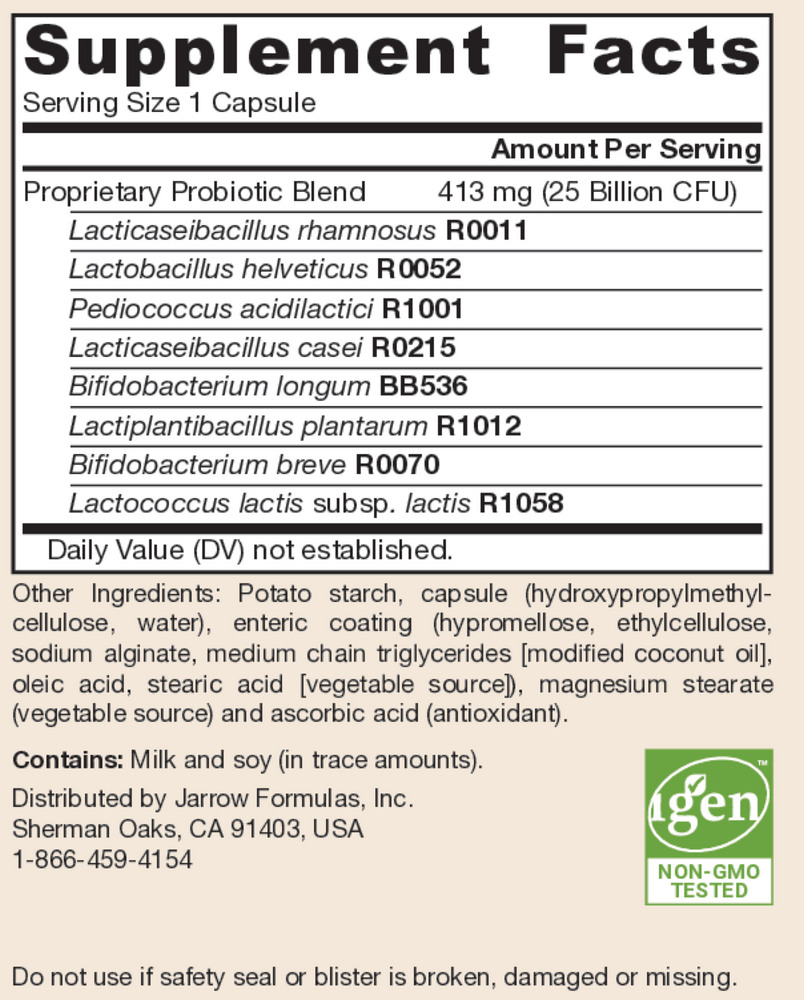 Jarro-Dophilus EPS HP Supplement Facts Label