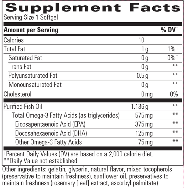 Pure Omega HP - High Potency Fish Oil Supplement Facts Label