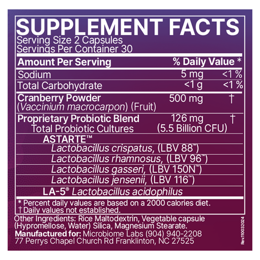 Vaginal Balance Supplement Facts Label