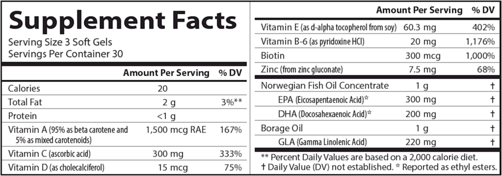 Moistur-Eyes Supplement Facts Label
