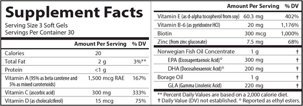 Moistur-Eyes Supplement Facts Label