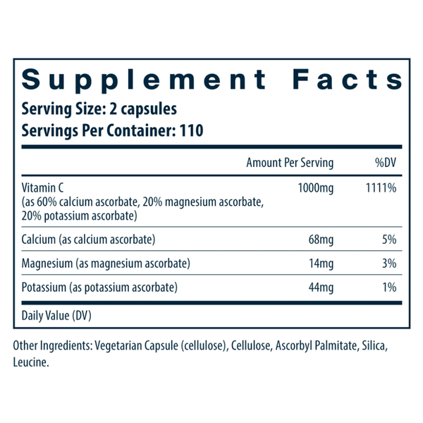 Buffered C 500 mg Supplement Facts Label