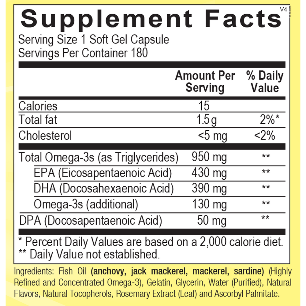 Omega Complete - EPA, DHA, and DPA Support Supplement Facts Label
