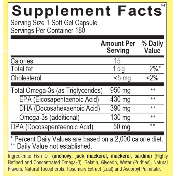Omega Complete - EPA, DHA, and DPA Support Supplement Facts Label