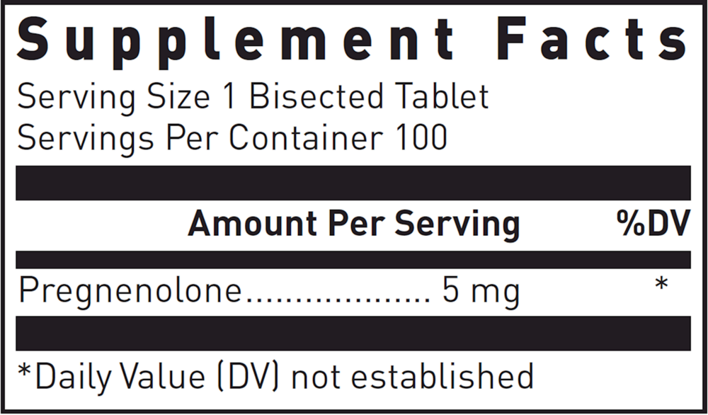 Pregnenolone Supplement Facts Label