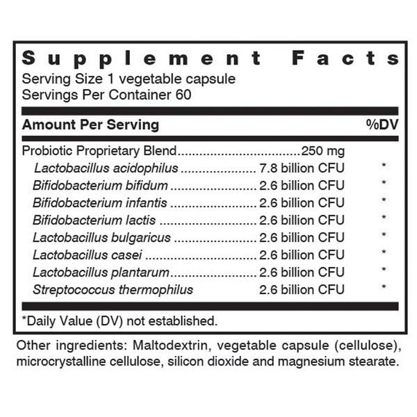 High Delivery Acidophilus Supplement Facts Label