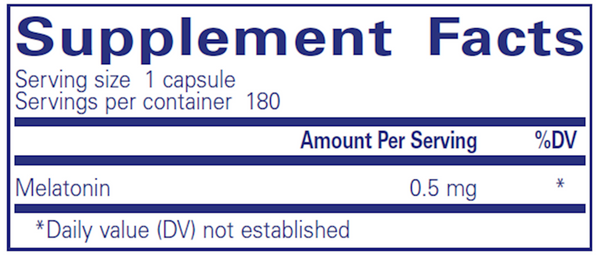Melatonin 0.5 Mg. Supplement Facts Label