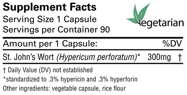 St. John's Wort Supplement Facts Label