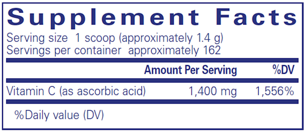 Ascorbic Acid Powder Supplement Facts Label