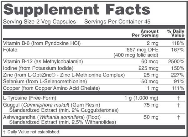 Ortho Thyroid™ Supplement Facts Label