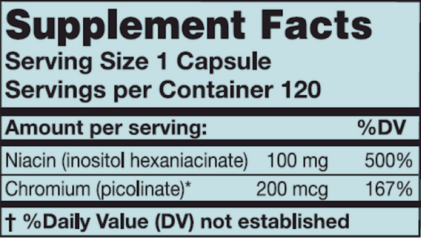 Chromium GTF Supplement Facts Label