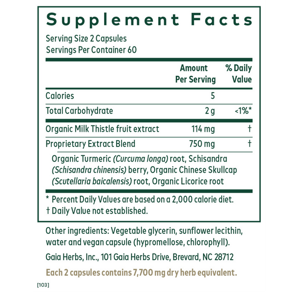 Daily Liver Pro Supplement Facts Label