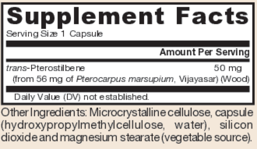 Pterostilbene Supplement Facts Label