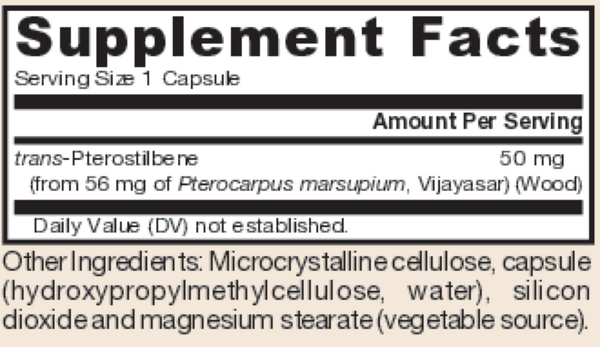 Pterostilbene Supplement Facts Label