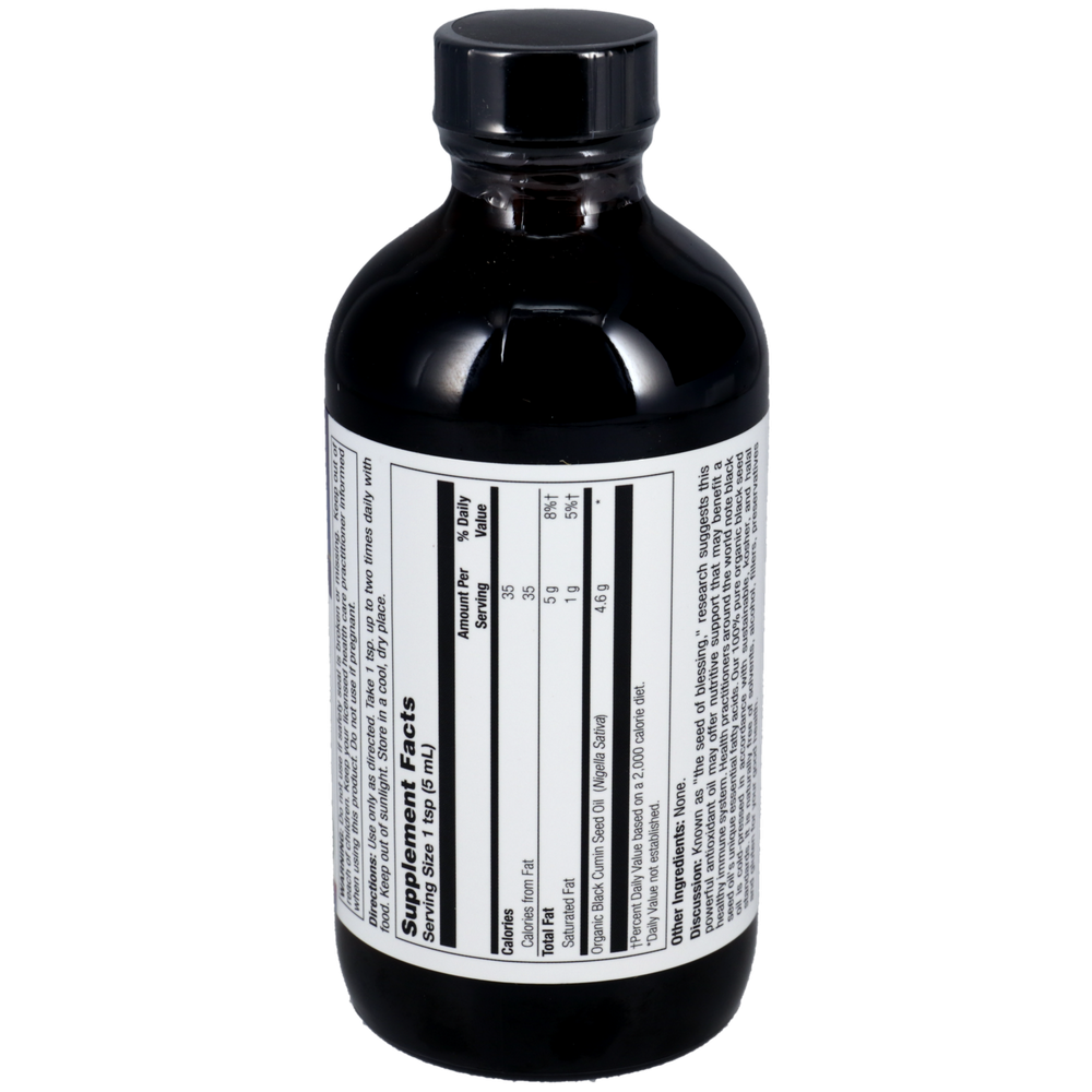 Organic Black Seed Oil Supplement Facts Label