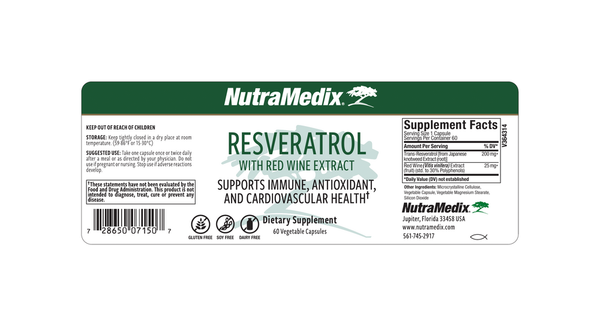 Resveratrol Supplement Facts Label