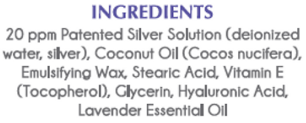 Silver Biotics Skin Cream Lavender Supplement Facts Label