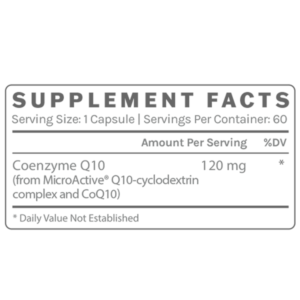 CoQ10 Supplement Facts Label