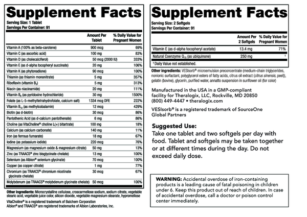 TheraNatal OvaVite Preconception Vitamins Supplement Facts Label