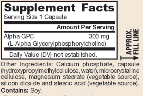 Alpha GPC Supplement Facts Label