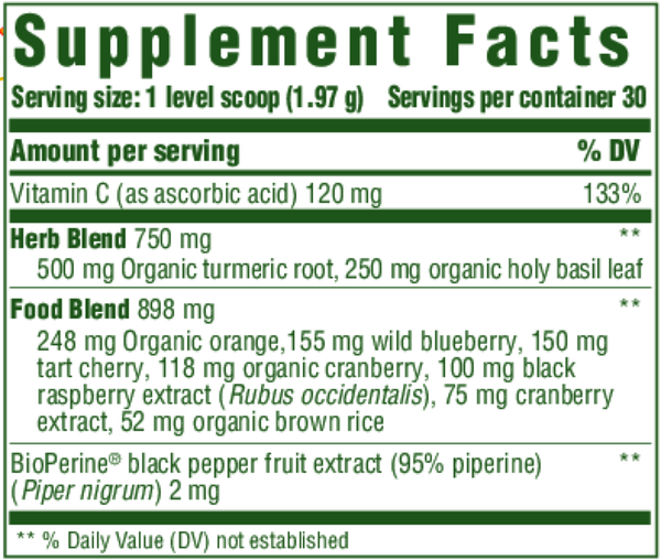 Daily Turmeric Booster Supplement Facts Label