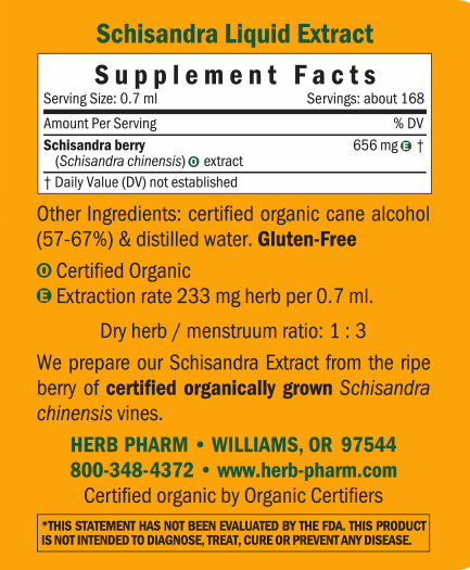 Schisandra/Schisandra chinensis Supplement Facts Label