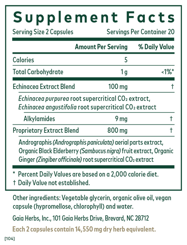 Immune Activator Supplement Facts Label