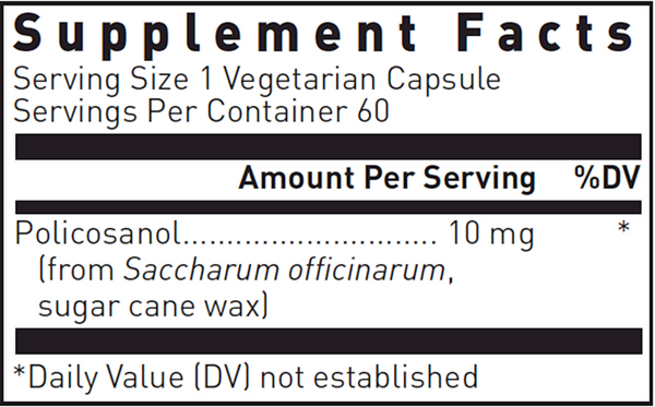 Policosanol Supplement Facts Label