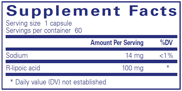 R-Lipoic Acid (stabilized) 120ct Supplement Facts Label