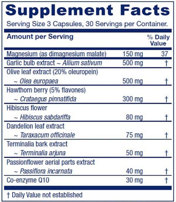 VasoBlend Supplement Facts Label