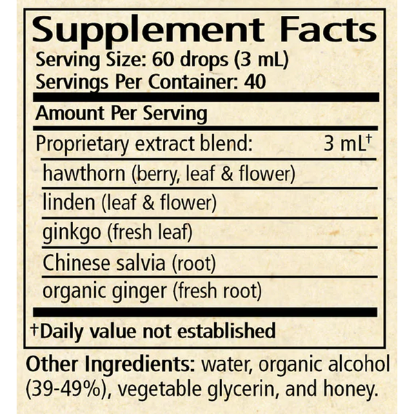 Vibrant Heart (Formerly Hawthorn & Linden Tonic) Supplement Facts Label