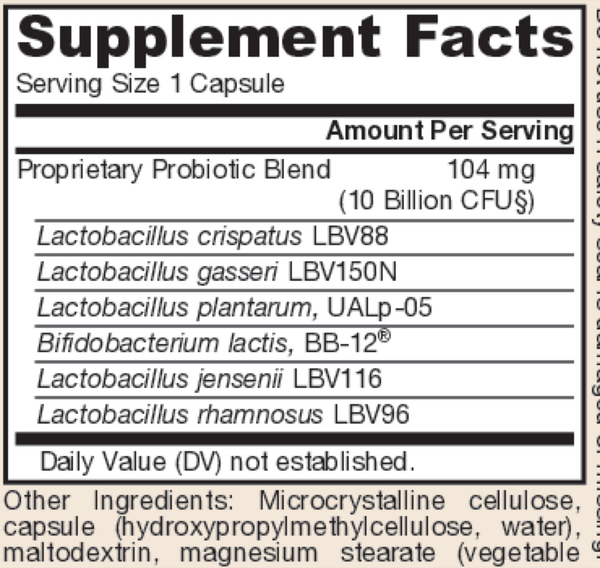 Fem-Dophilus Advanced Care Refrigerated Supplement Facts Label