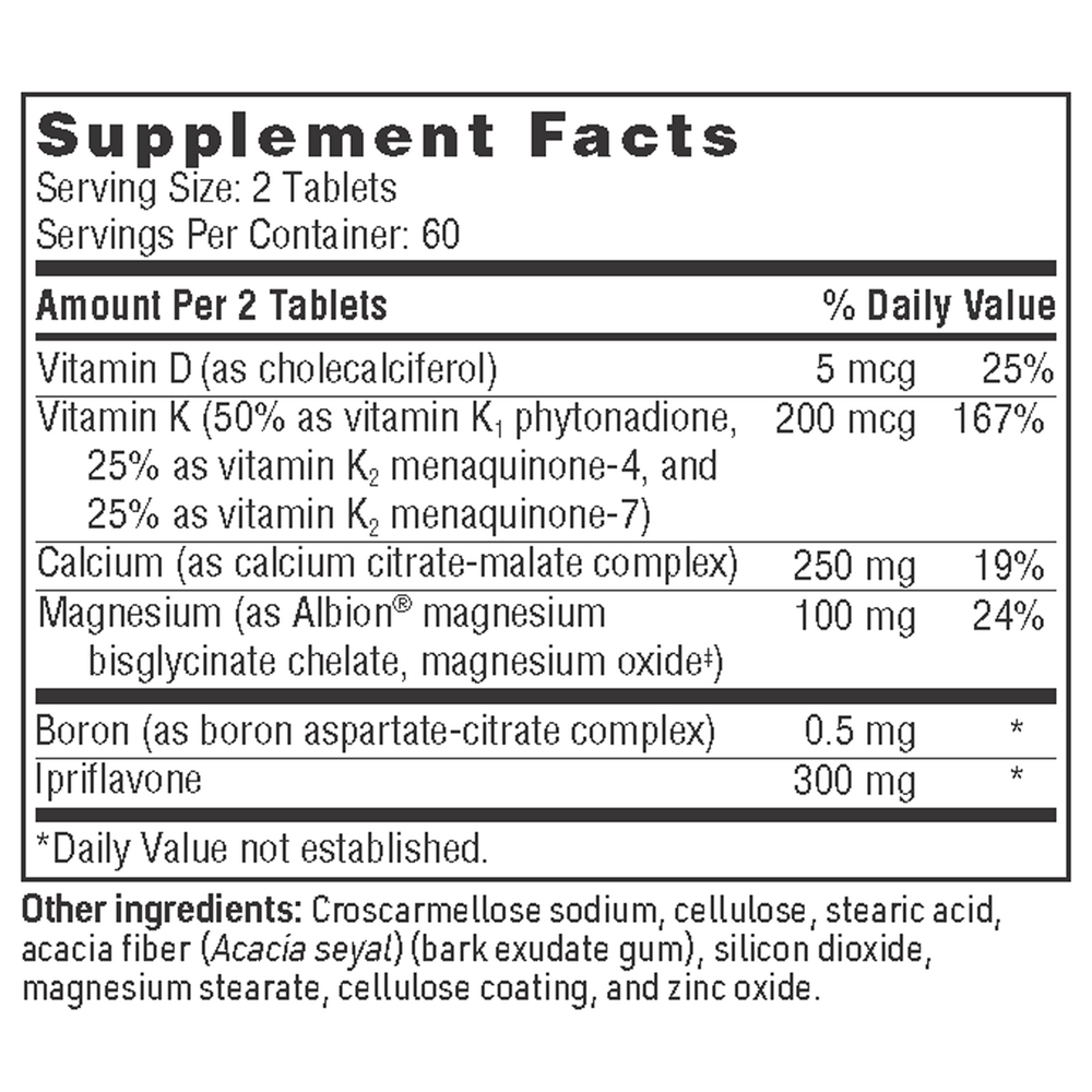OsteoThera Plus Ipriflavone Supplement Facts Label