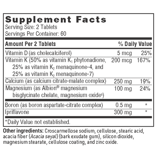 OsteoThera Plus Ipriflavone Supplement Facts Label