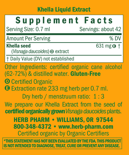 Khella Supplement Facts Label