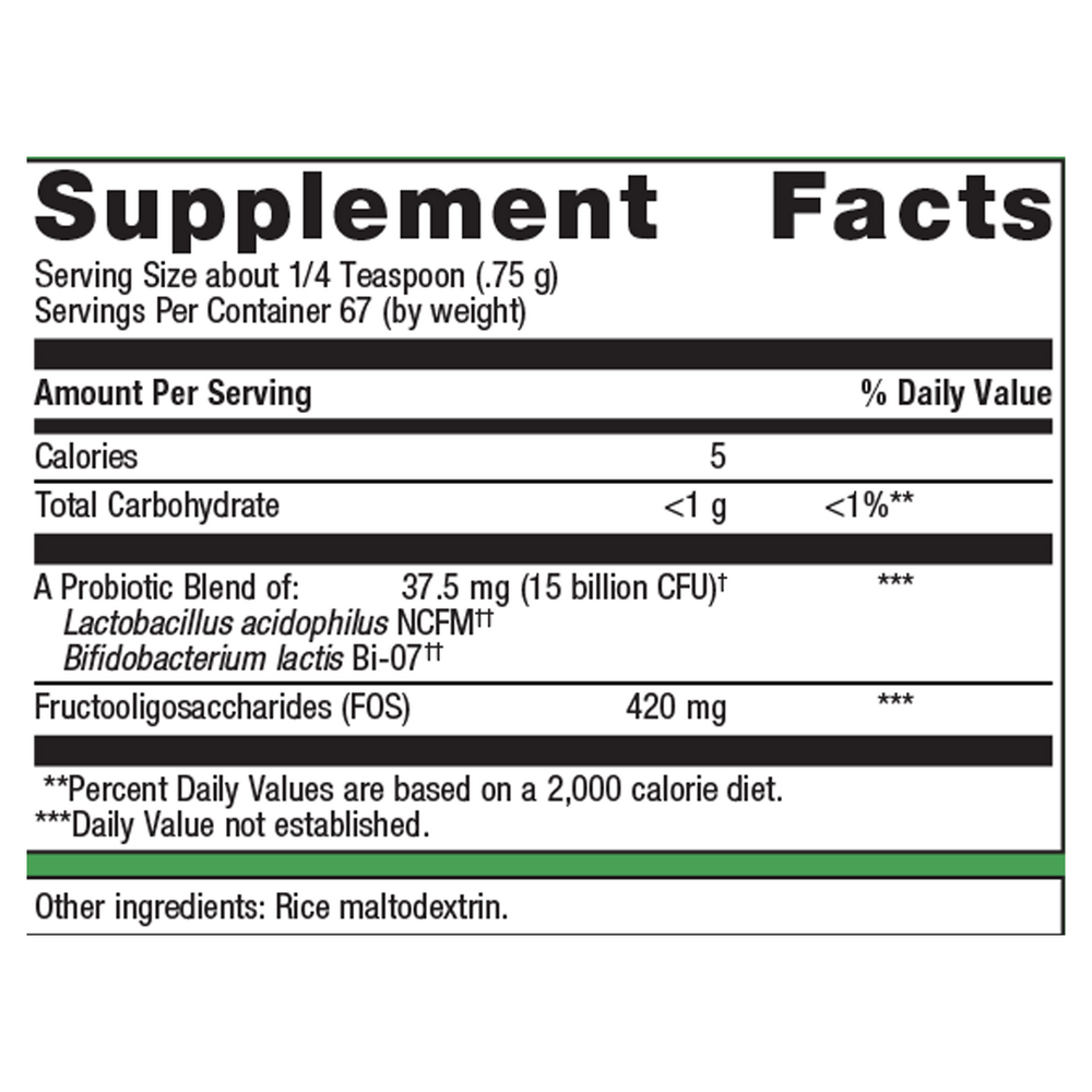 UltraFlora Synergy Powder Supplement Facts Label